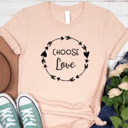 Choose Love T-Shirt Heather Peach