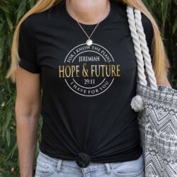 For I Know The Plans I Have For You T-Shirt Black Shirt White Gold Design
