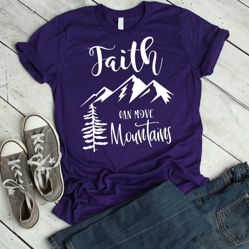 Faith Can Move Mountains T-Shirt purple